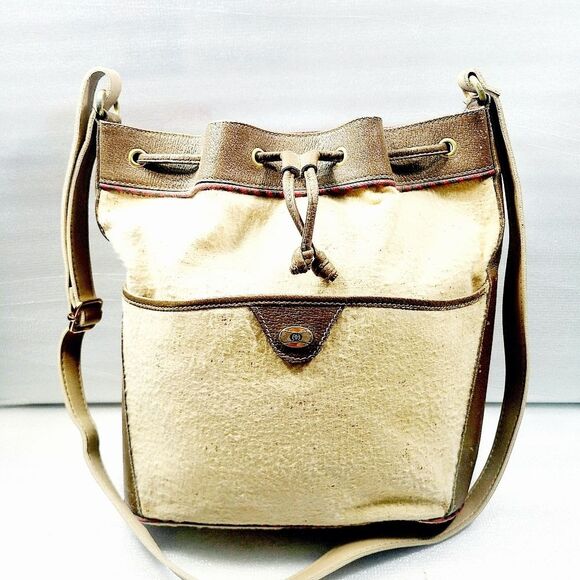 Gucci Handbags - Gucci Canvas Leather Shoulder Bag